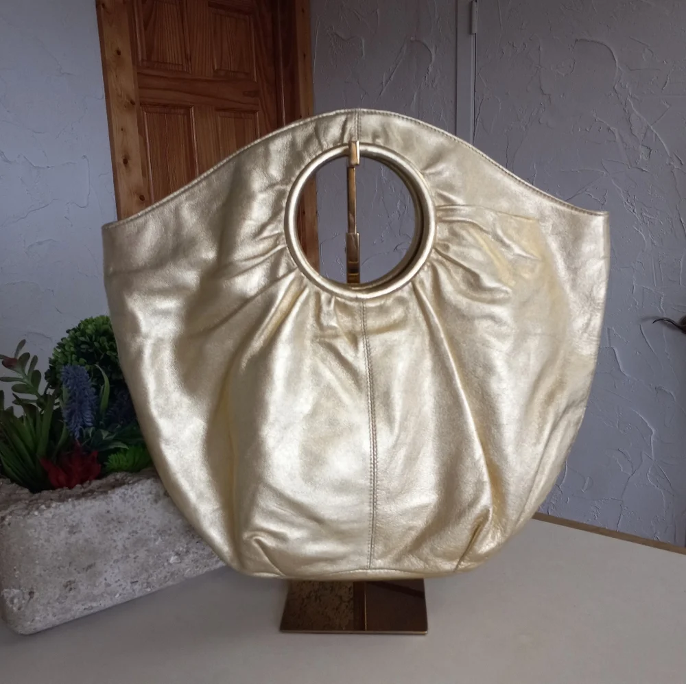 Hobo Brand, Giorgia Convertible Metallic Gold Leather Bag